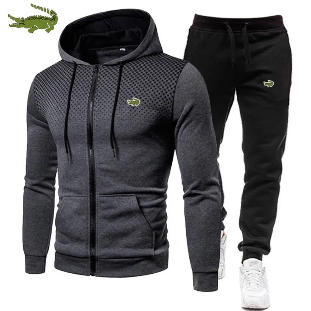 Embroidered CARTELO New Men's Clothing Sweatpants Casual Sportswear Set Printed Hoodie2023 Sweatshirt Set Woolen Zipper spring