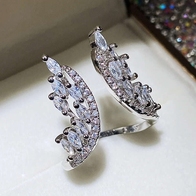 

2022 Luxury Angle Wings Rings Women Fashion Design Adjustable Opening Rings Elegant Bridal Wedding Party Hot Jewelry Drop Ship