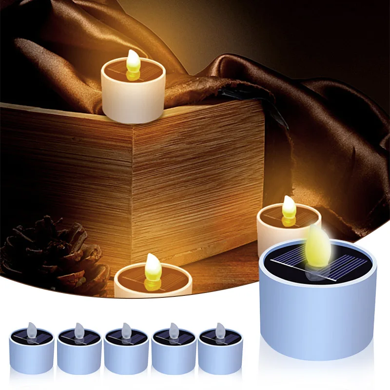 

6/12pcs Solar LED Candle Light Waterproof Simulated Electronic Candle Tea Light Home Christmas Party Wedding Decoration Light