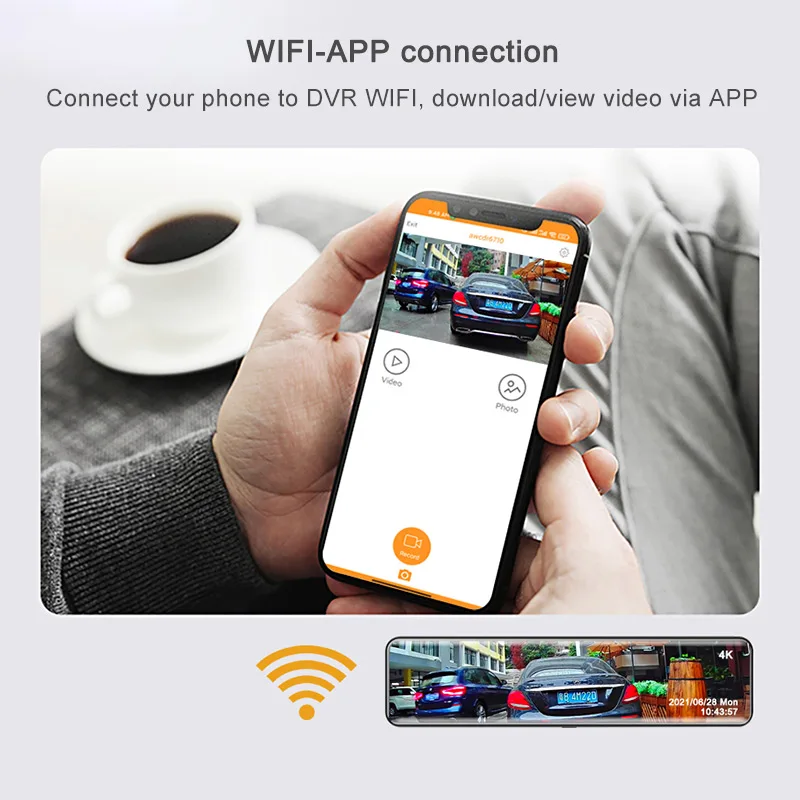 Автомобильный видеорегистратор с камерой заднего вида 4K 12 дюймов 3840*2160P |