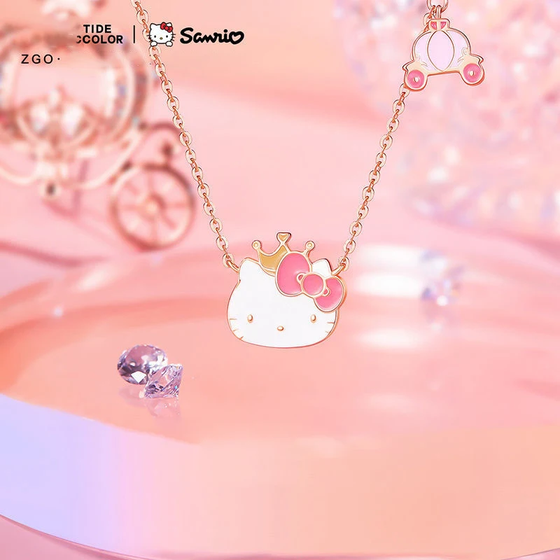 

Оригинальное ожерелье Hello Kitty из стерлингового серебра Sanrio с мультяшным рисунком Ins студенток Женский легкий роскошный нишевой подарок для ...