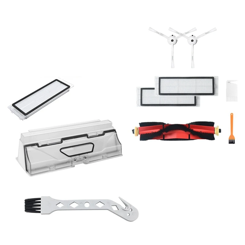 

TOP!-2 Set Vacuum Cleaner Accessories: 1 Set Dustbin Box With Filter & 1 Set Main Brush Side Brush Hepa Filter Parts Kits