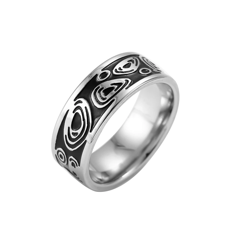

Vintage 316L Stainless Steel Ring for Men And Women Never Fade Power Lucky "Om Mani Padme Hum" Sanskrit Buddhist Mantra Ring 8mm