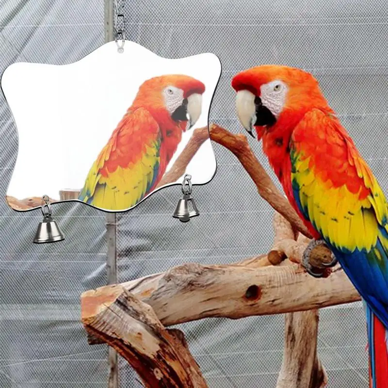 

Parrot Toys Bird Mirror Interactive Large Bird Hanging Mirror Play Toy Cage Parakeet Cockatiel Conure Lovebird Cage Accessories