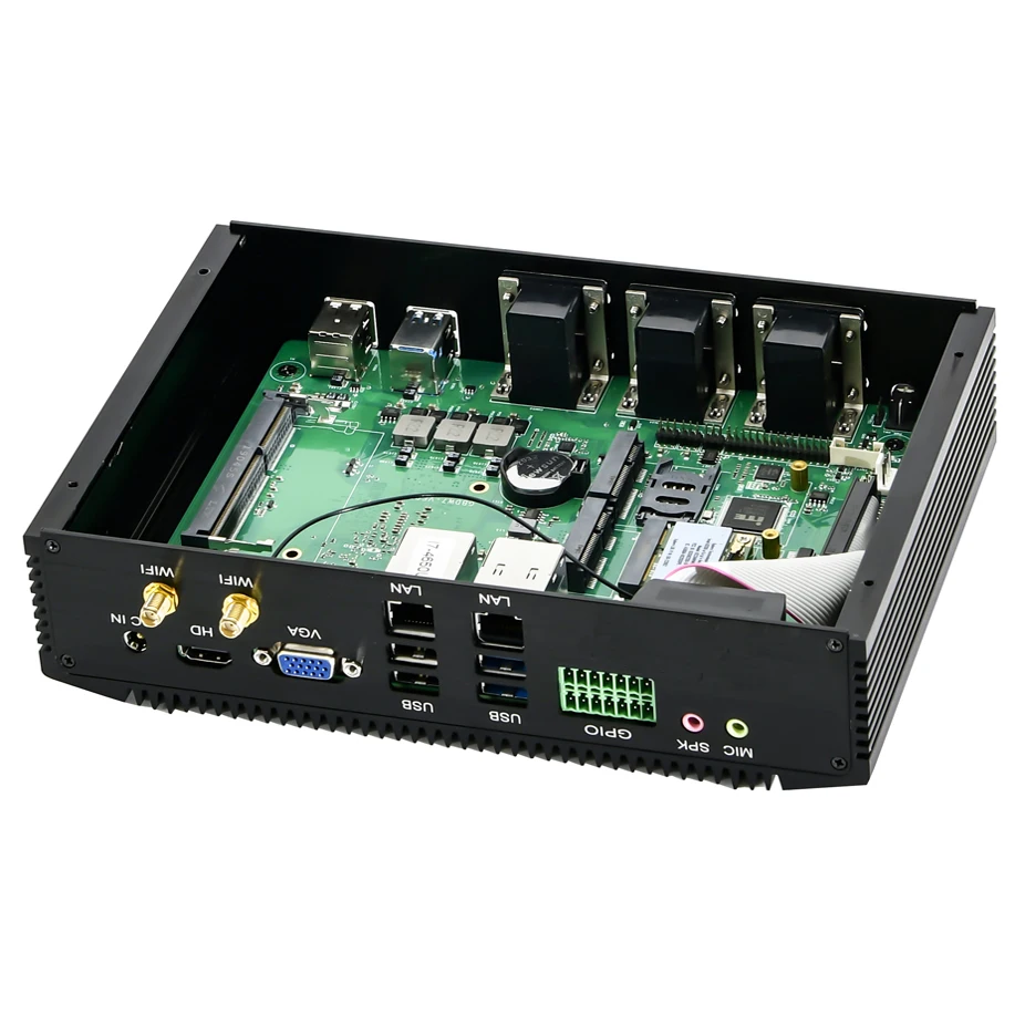 Новейший с 6 * COM безвентиляторный мини-ПК GPIO SIM Intel Dual Core i7 8550U i5 7200U промышленный