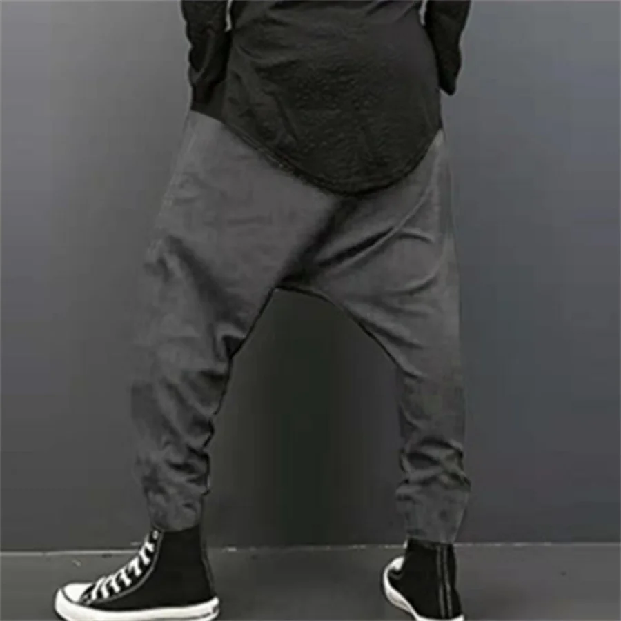 Фото 2025 Men's Casual Trousers Irregular Loose Solid Drawstring Saggy Pants Men Vintage Harem Pants Hip Hop Skateboard Fitness Pants №2