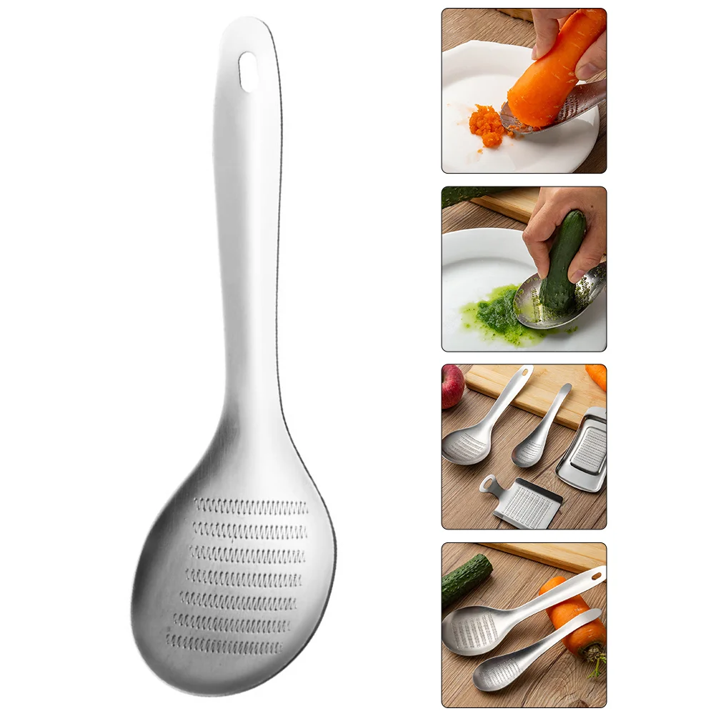 

2Pcs Stainless Steel Daily Use Spoon Shaped Household Garlic Mincer Garlic Grinder Grater for Kitchen Home Garlic