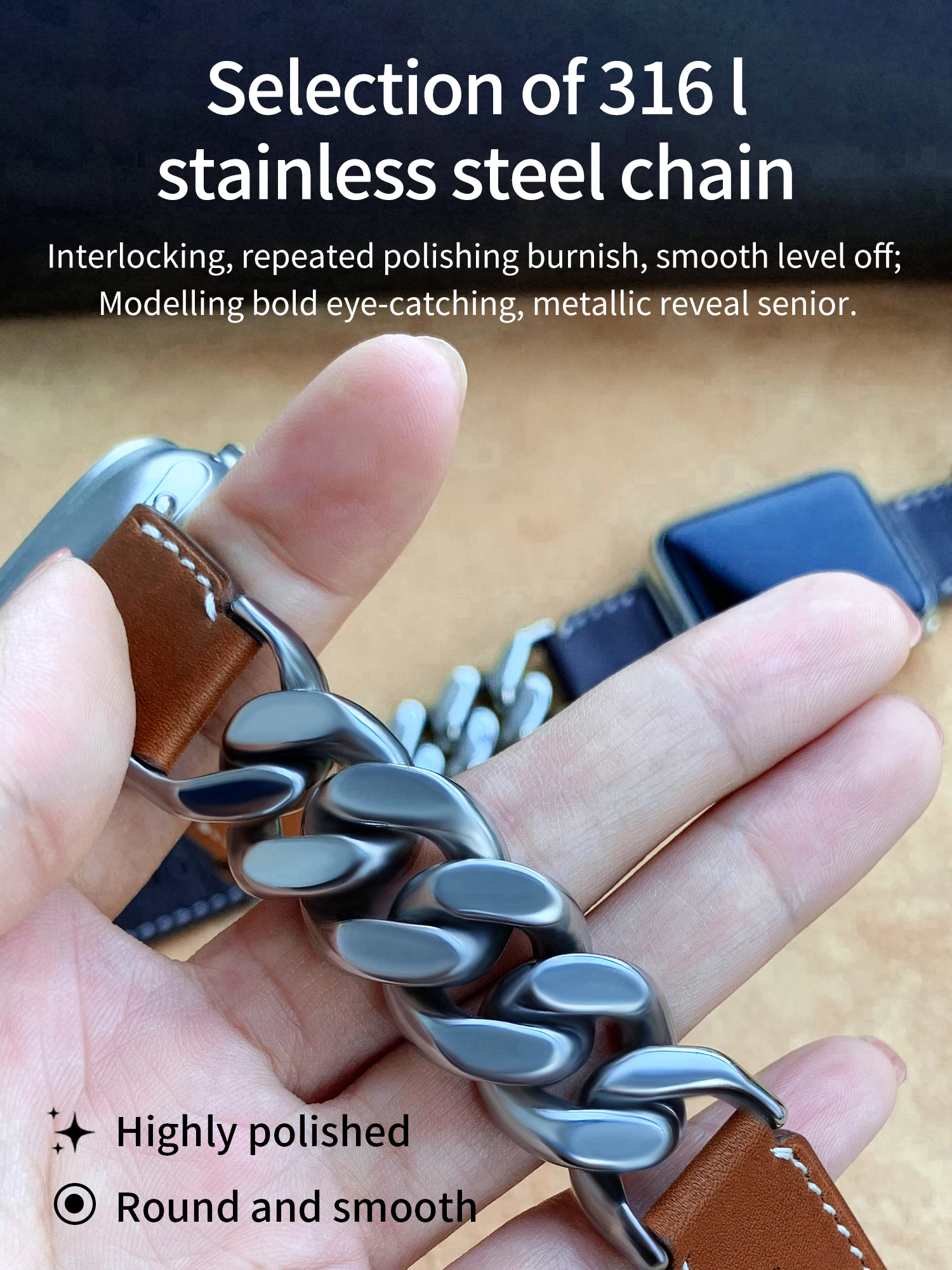 Kebitt Top Quality Strap for Apple Watch 8 Ultra 7 6 SE 5 4 3 2 1 49mm 45mm 41mm Iwatch Band Gourmette Métal Single Tour