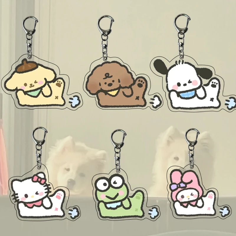 

Kawaii Sanrio Anime Pompompuirn Cinnamoroll Hello Kitty Cute Cartoon Keychain Fashion Simple Backpack Pendant Girly Heart