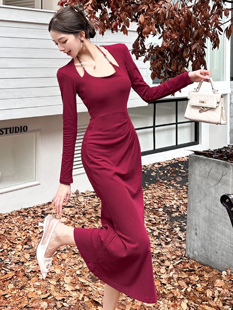 Женское платье MingJieBiHuo черное/красное