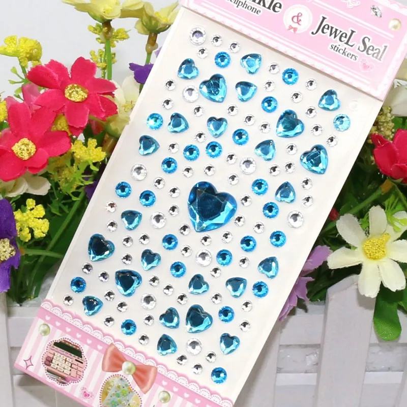 Heart-shape 3D Face Eyes Decorations Temporary Tattoos Acrylic Crystal Diamond Rhinestone Gem Nail Art Stickers Fake Tattoo - купить по