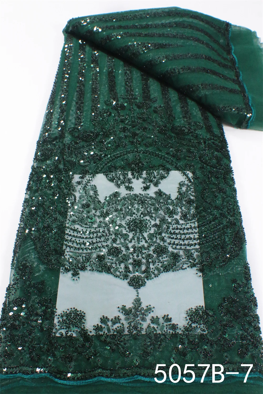 

2022 African French Beaded Lace Fabric High Quality Lace Embroidery Nigerian French Sewing French Tulle Lace 5057B