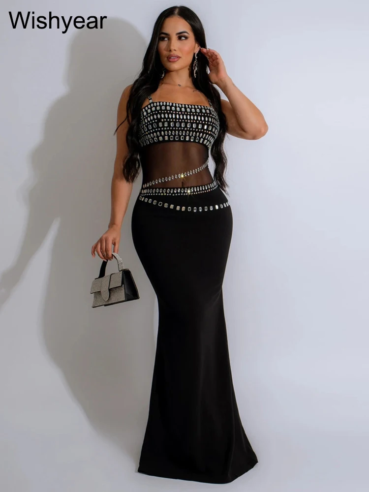 Новое вечернее женское сетчатое красное платье макси без рукавов на бретельках