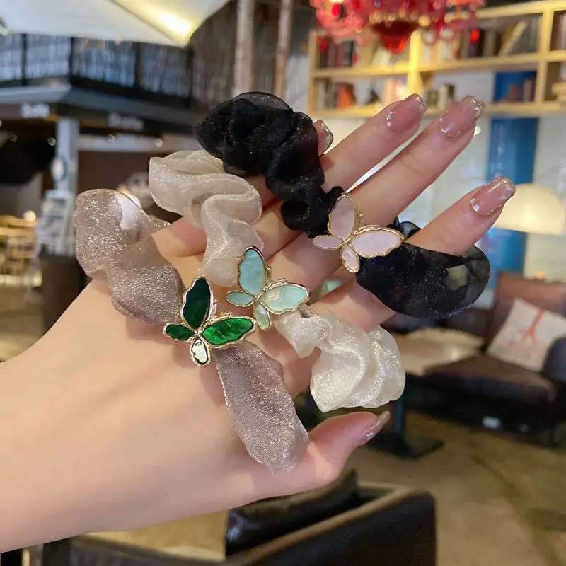 

Butterfly Hair Ties Hair Rope Bling Gauze Sunshine Elastic Hair Bands French Modern Style Exquisite Hair Accessories For Women