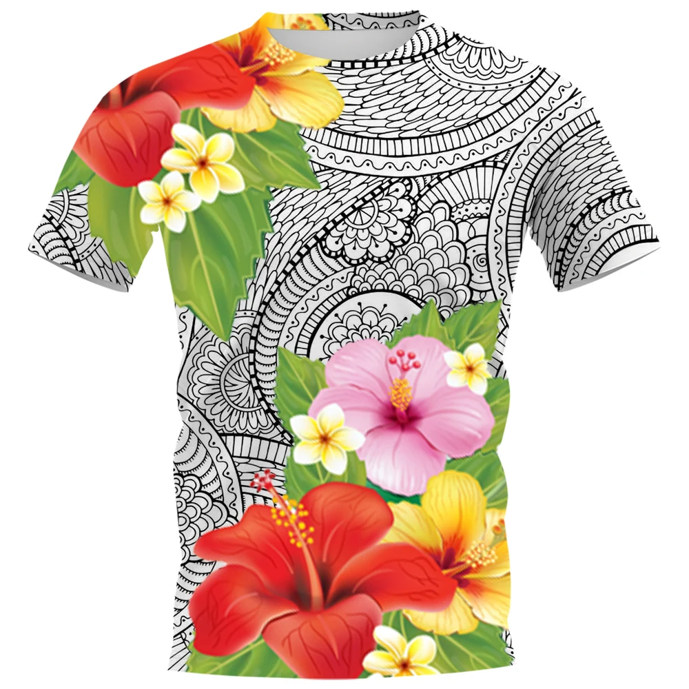 

CLOOCL Polynesia T-shirts 3D Graphics Hibiscus Floral All Printed Pullover Tops Casual Tees Harajuku Men Clothing S-7XL