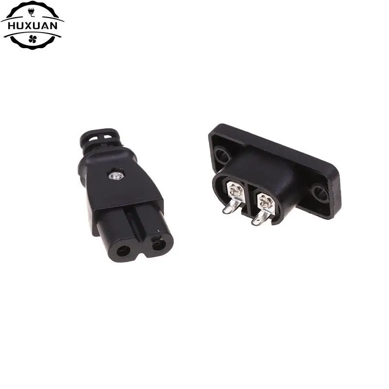 

1pc AC 2.5A 250v 8-shaped Plug Socket C8 Male Power Socket Female Plug Power Outlet Embedded Electric Connector 35mm*15mm
