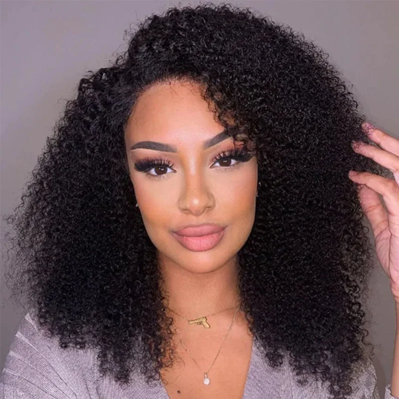 13x4 Lace Frontal Human Hair Wigs Afro Kinky Curly Closure Wig Bob Curly Human Hair For Women Preplucked Wig 180% Density YARRA