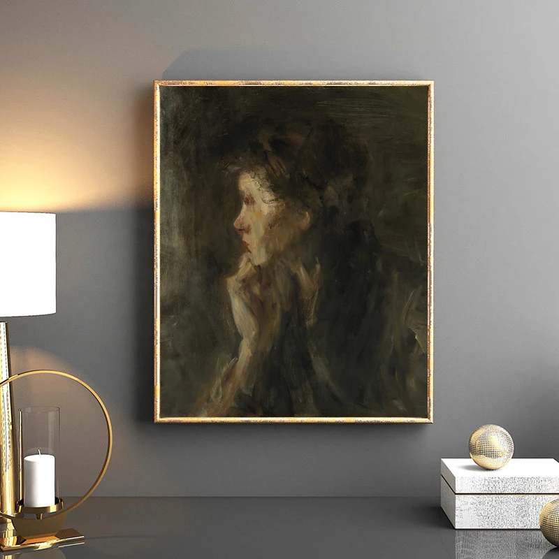 

Woman Portrait Antique Hand Painted Oil Painting On Canvas Vintage Art Painting Gallery for Living Room Bedroom Home Decor