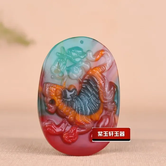 Красочный нефритовый китайский зодиак кулон ожерелье ювелирные изделия ручной