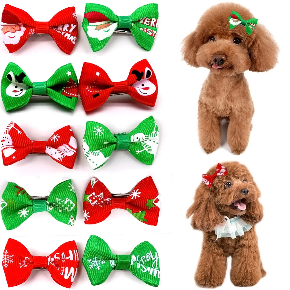 

5pcs Mixed Colors Christmas Pet Hair Clip Fashion Snowman Print Dog Hair Accessories Puppy Accessories Pet Supplies