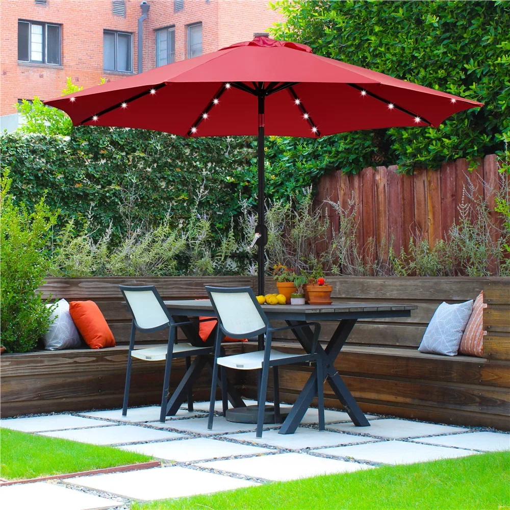 

9ft Standard Patio Umbrella with LED Lights, outdoor patio furniture umbrella beach parasol ogrodowy