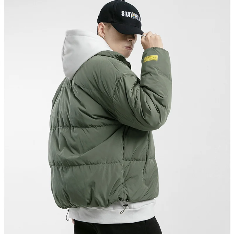 Streetwear Men 2022 New Style Black Stand Collar Cotton-padded Clothes Recreational Loose Comfortable  Down Jacket Winter Female