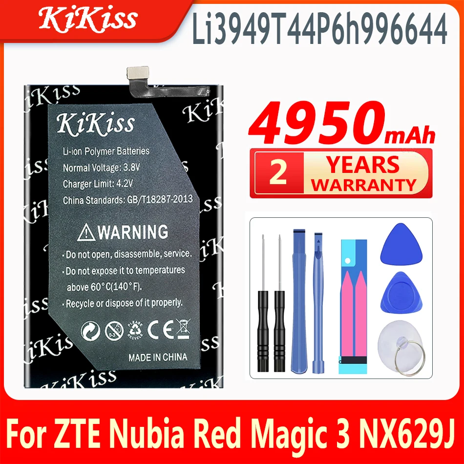 

Original KiKiss 4950mAh Rechargeable Battery Li3949T44P6h996644 For ZTE Nubia Red Magic 3 Magic3 NX629J ACCU Spare Battery