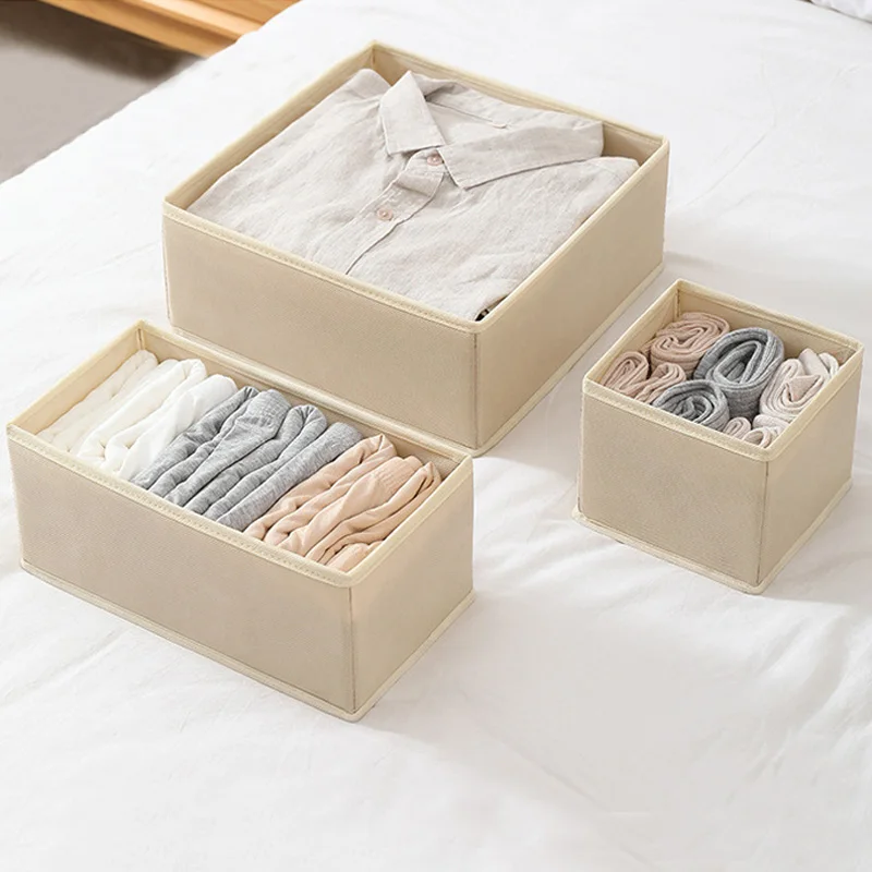 

3Pcs/set Washable Underwear Sock Storage Box Non Woven Clothing Classification Organizer Foldable Wardrobe Drawer Sundries Case