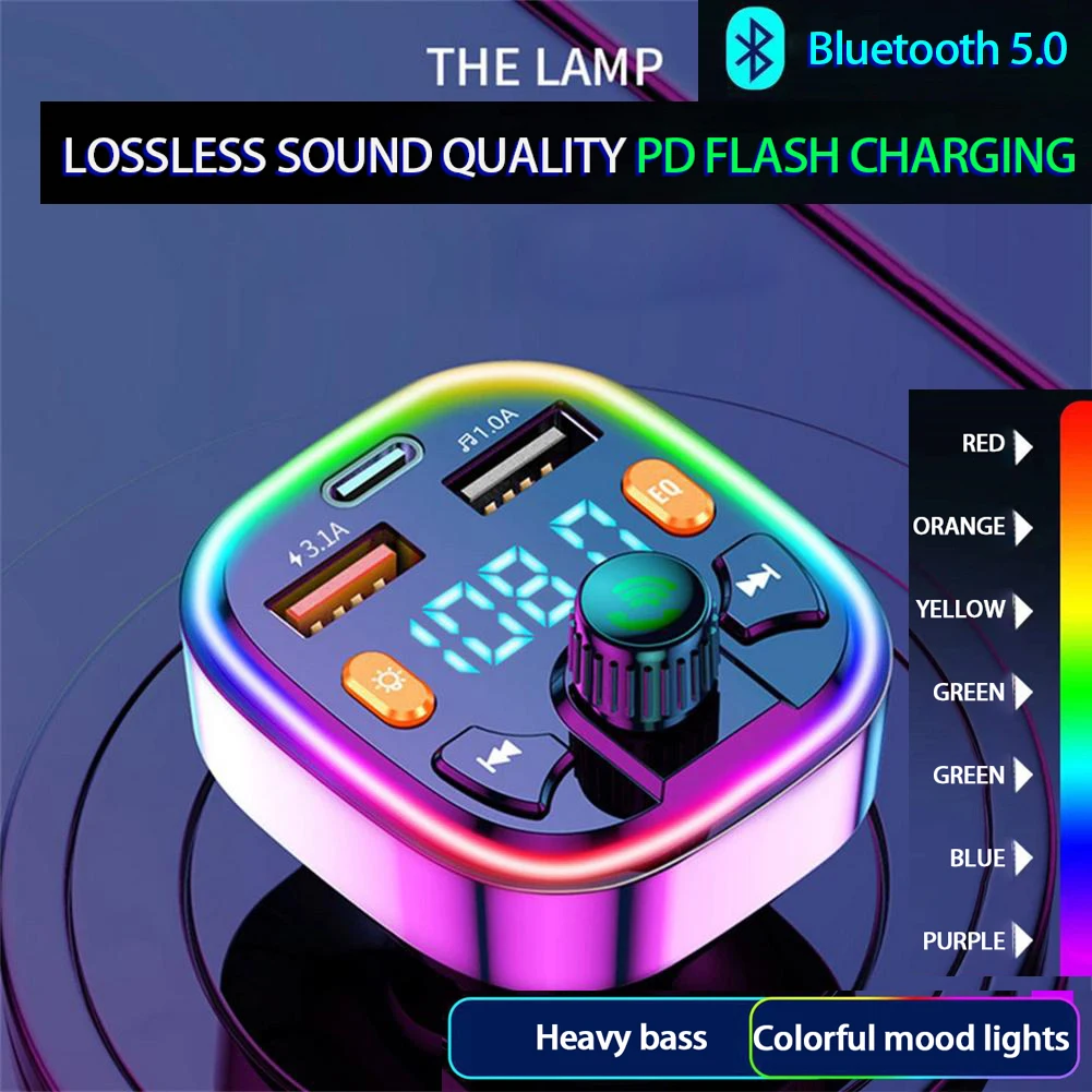 

FM-трансмиттер автомобильный с поддержкой Bluetooth 5,0 и 2 USB-портами