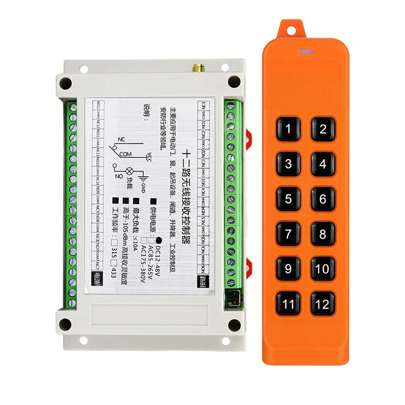 

2000m DC 12V 24V 36V 48V 12 channel 12CH RF Wireless Remote Control switch Industrial crane Multiple power relay transmitter