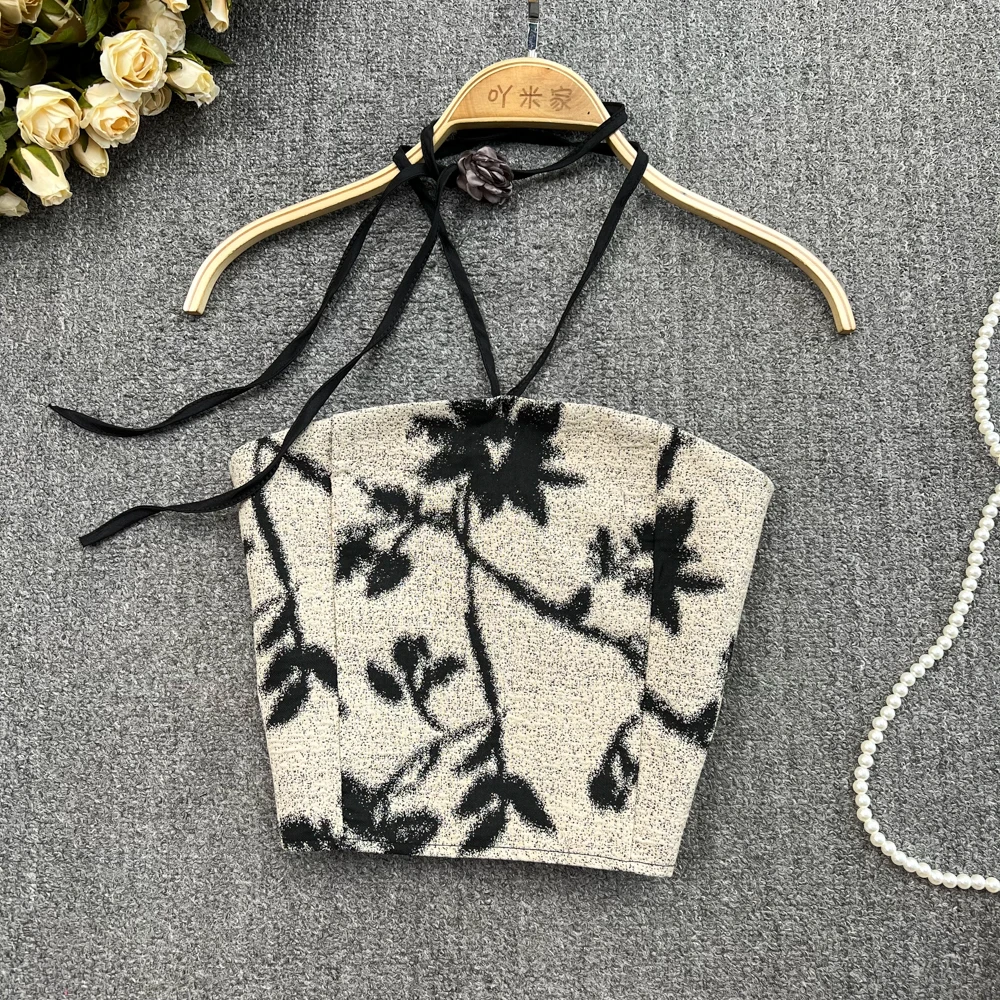 

Sexy Hault Tank Tops For Women Summer Almighty Corset Crop Tops Chinese Style Floral Print Woman Tanks Camisoles Dropshipping