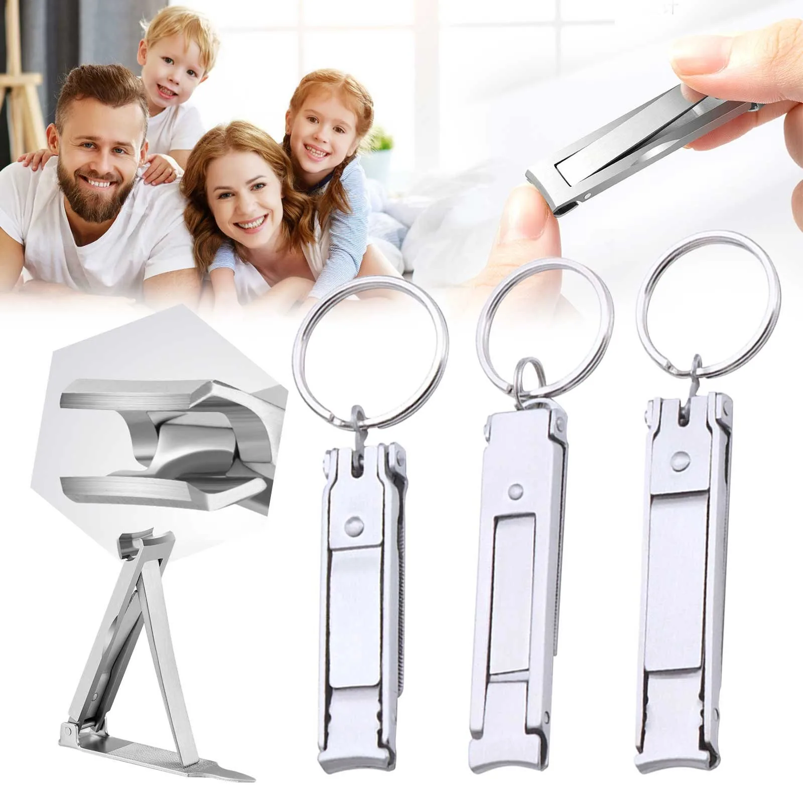 

Кусачки для ногтей для натуральных ногтей ультратонкие портативные складные мини-кусачки для ногтей для путешествий с широкими губками набор со стеклянными ногтями для женщин