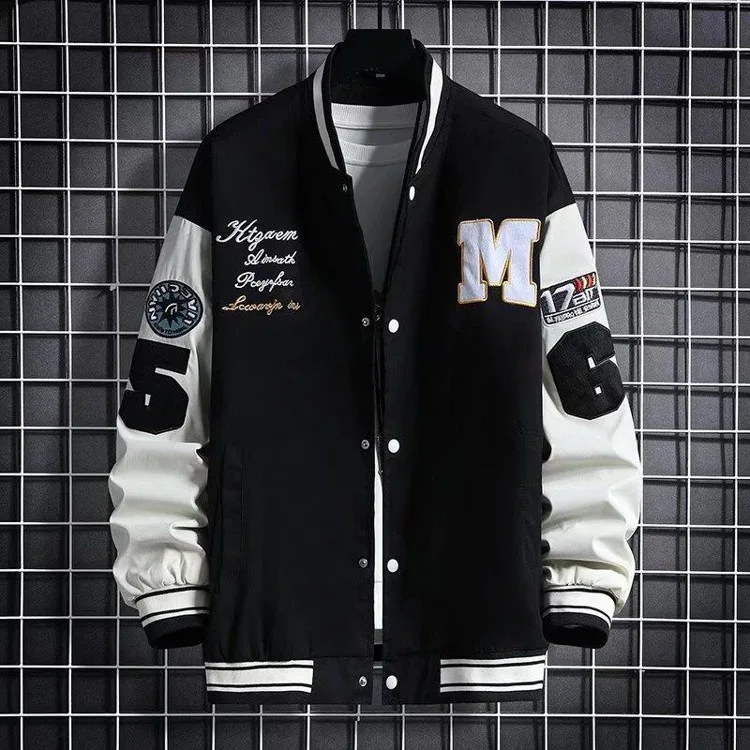 

New Arrival Brand Patchwork Single Breasted Appliques Bomber Jacket Men 2021 Fashion Baseball Casual Coat