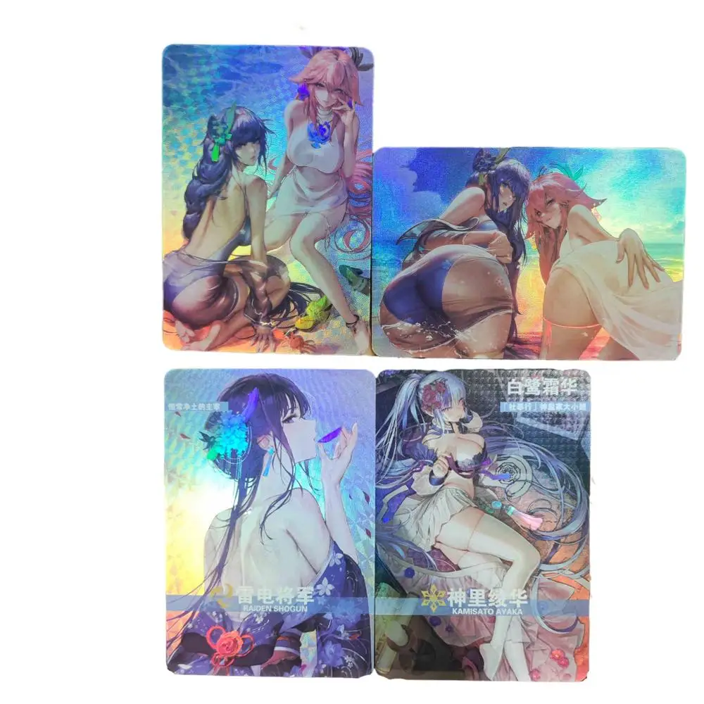 2 шт./компл. Genshin Impact Raiden Shogun Yaeya Shenzi Acg карты цветная вспышка Starlight Flash аниме игровые