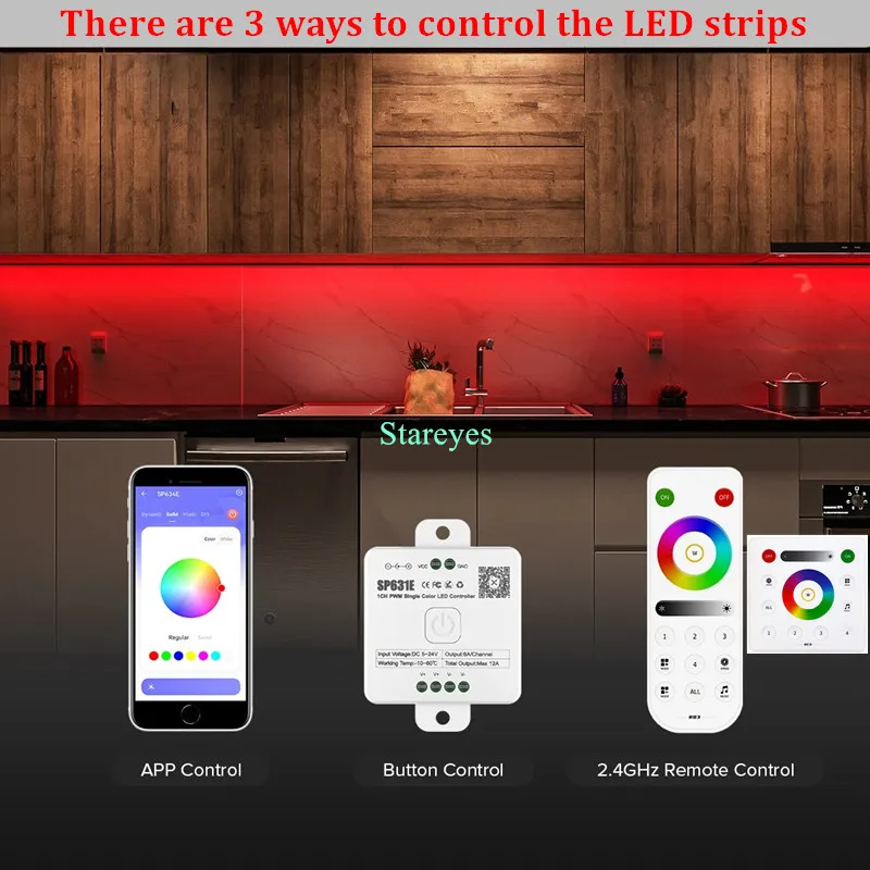Фото Контроллер светодиодных лент ШИМ SP631E SP632E SP633E SP634E SP635E DC5-24V Bluetooth APP Пульт дистанционного управления для одноцветного CCT RGB RGBW RGBCCT №4