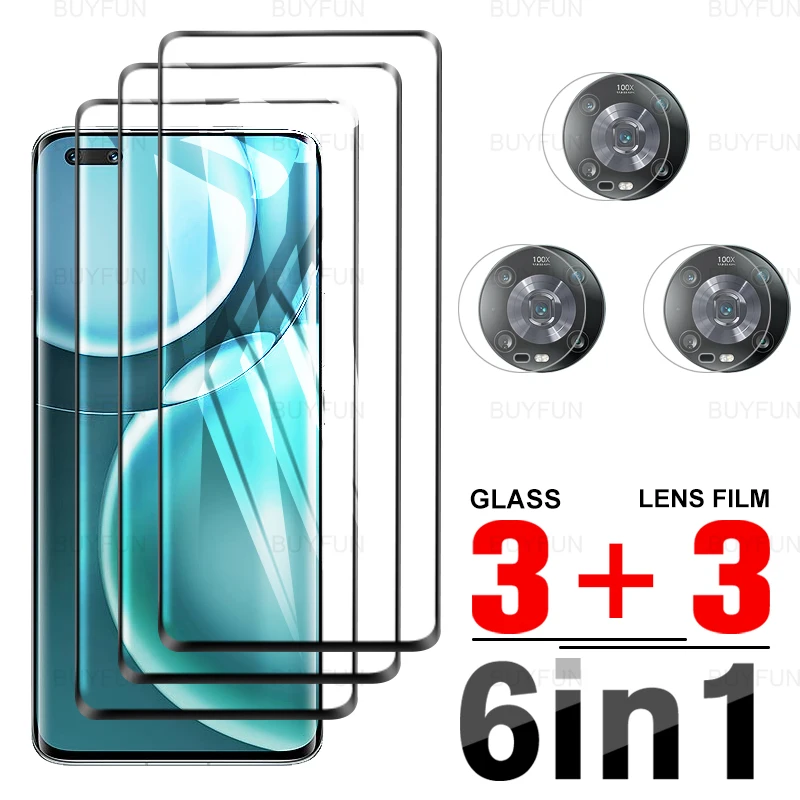 

Для Huawei Honor Magic4 Pro 6 в 1 с черными краями, закаленное стекло, защита экрана Huawai Honer Honar Magic4, ультратонкая пленка для объектива камеры