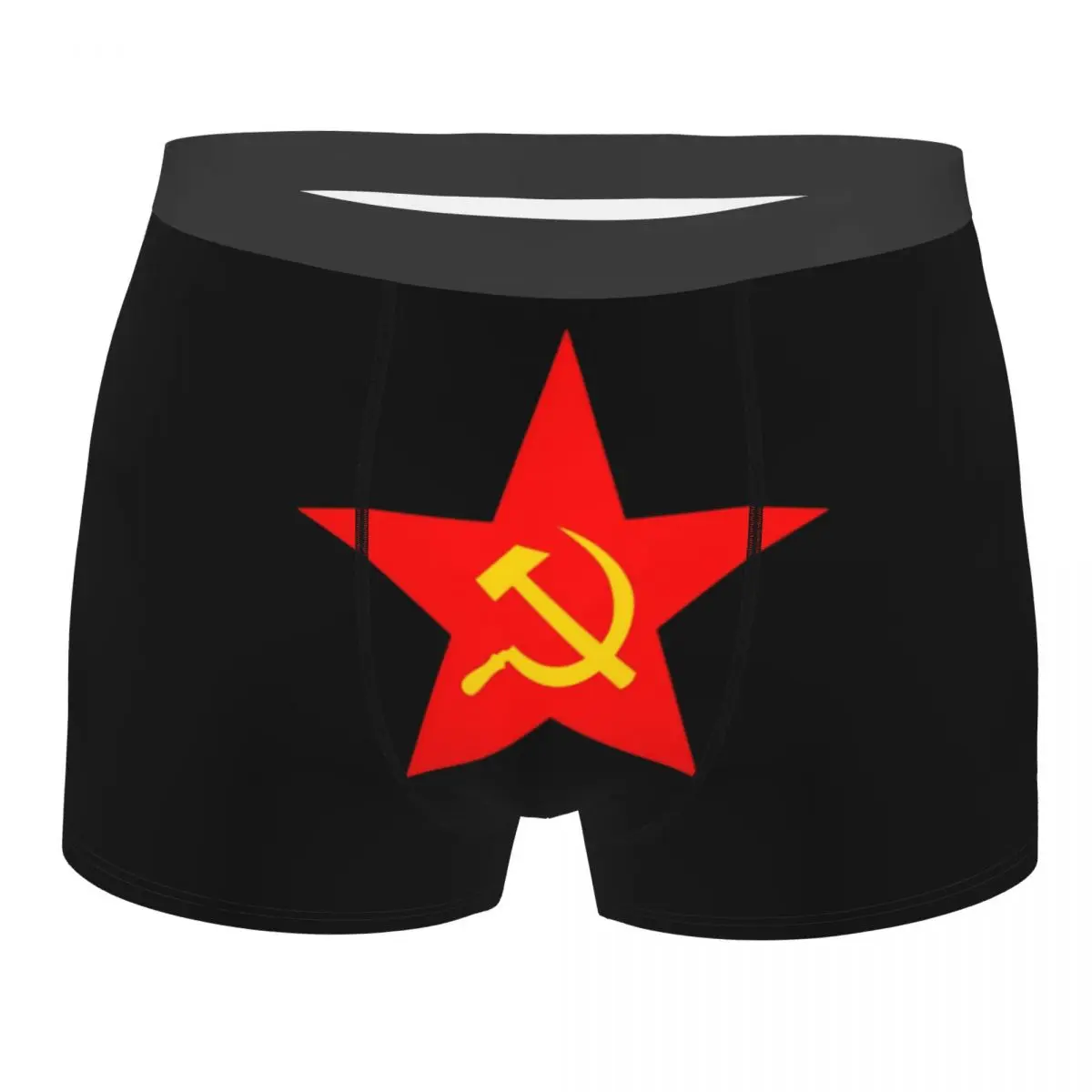 

Male Sexy Soviet Union Hammer Sickle Red Star Underwear Russian CCCP Flag Boxer Briefs Men Stretch Shorts Panties Underpants