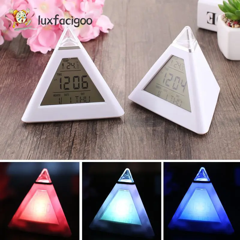 Stylish White Colorful Innovative Led Innovative Alarm Clock Home Accessory Trending Versatile Triangle
