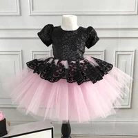 floral toddler baby girl kids short sleeve lace flower bowknot wedding princess party pageant tutu mesh dresses