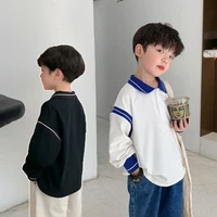 childrens clothing 2022 new spring childrens long sleeved t shirt sweater lapel polo shirt boy bottoming shirt top