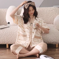 summer new cotton pajamas womens luxury small fragrance cardigan thin home clothes with pockets can be worn casually