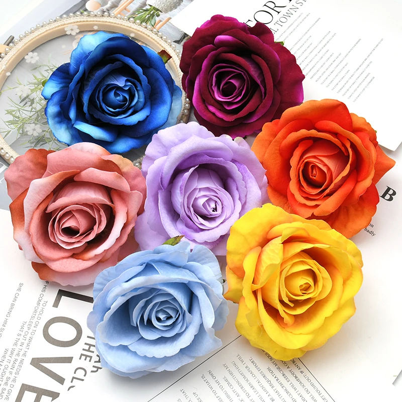 

5pcs/10cm High Quality Flannel Rose Artificial Silk Flower Heads DIY Birthday Party Wedding Decoration Wreath Scrapbooking