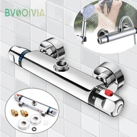 bathroom brass chrome thermostatic shower faucet mixer value dual handle bathtub shower faucet cold and hot wall mounted faucet