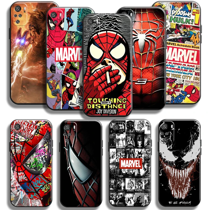 

Marvel Avengers For Xiaomi Redmi Note 11 10 5G 11T 10S 10S 10T Pro Phone Case TPU Carcasa Liquid Silicon Soft Coque Black