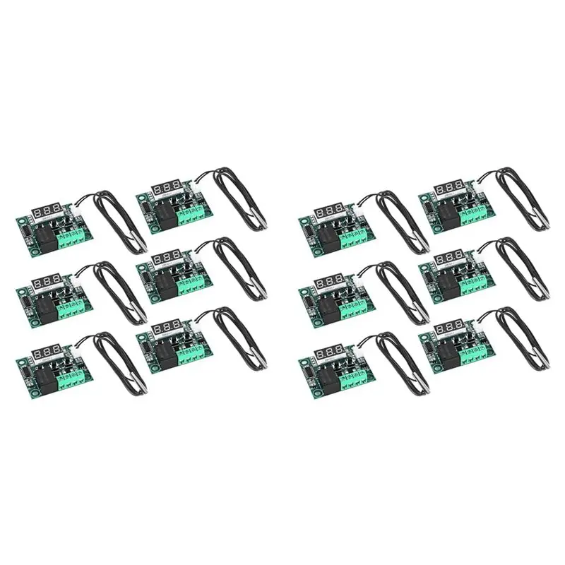 Фото Цифровой терморегулятор 12X W1209 DC 12 В с LED-дисплеем, -50-110°C ° Плата управления температурой с датчиком-зондом-ABQU №1