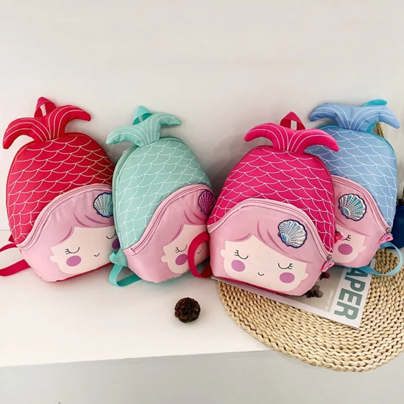 

Children's Zipper Has Compartments School Bag Kindergarten Cartoon Cute Mermaid Backpack Purse Girls Bag Kindergarten Baby Bag