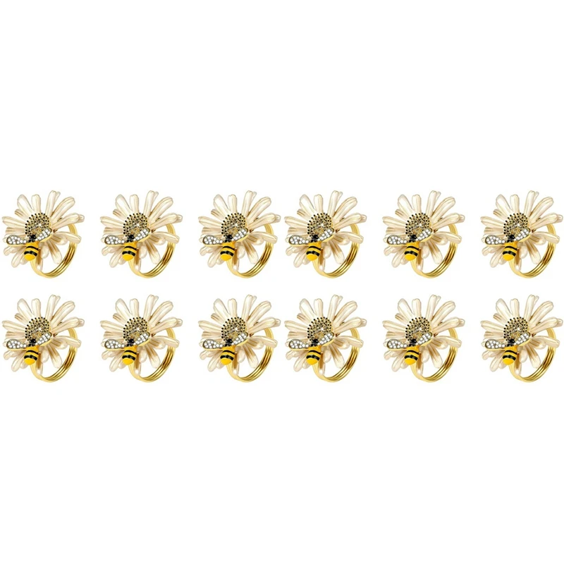 

Набор из 12 Соединенных колец для салфеток, золотые кольца для салфеток в форме пчелы для официального или повседневного декора обеденного с...