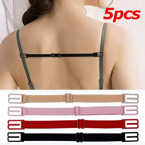 5Pcs Anti-Slip Bra Strap Women Adjustable Underwear Shoulder Belt Back Hasp Holders Buckle Belt Invisible Elastic Bra Strap