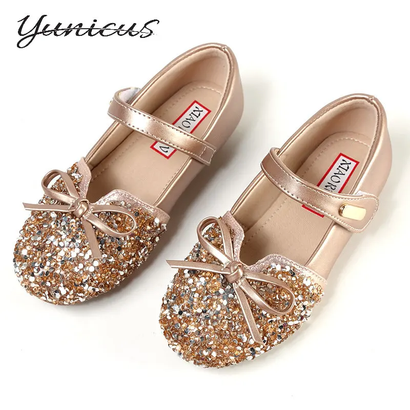 

YUNICUS Spring Girls Leather Shoes Princess Shoes Baby Single Shoes Soft Bottom Dress Children'S Shoes Little Girl Crystal Shoes