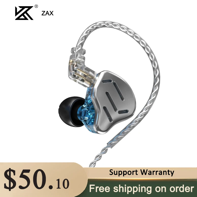 

KZ ZAX Headset 16 Units HIFI Bass In Ear Monitor Hybrid technology Earphones Noise Cancelling Earbuds 7BA+1DD Sport Headphones